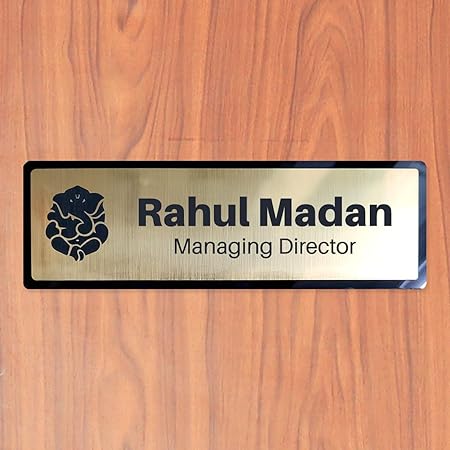 Cool Gifts  Personalized Acrylic Name Plate for house | Black & Silver Engraving with Name Engraved | Name Plaque | Custom Self-Adhesive Name Board for Home, Office & Outdoor