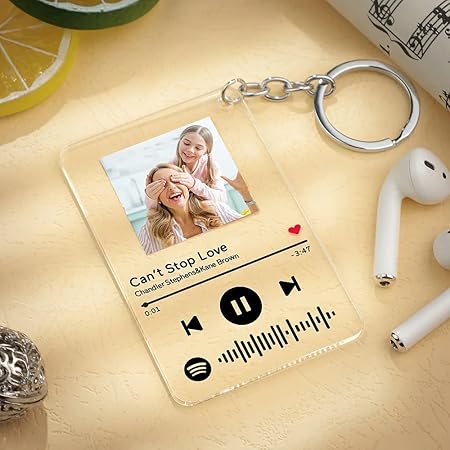 Acrylic Customized Spotify Keychain With Spotify Song Code And Your Image(2X3 Inches)