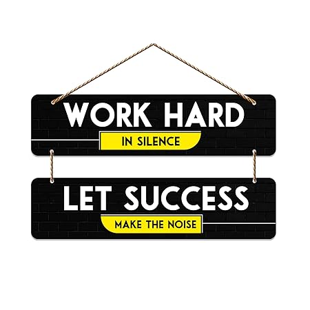 Cool Gifts Work Hard Motivational Quote Wall Hanger for Home Decor | Office | Decoration Wooden Items | Wood Design Artworks Hangings Ornaments Modern Decor