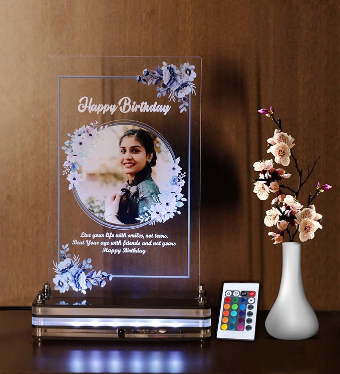 Personalized Photo Printed Plaque with LED Light&Remote|Customized Gifts with Photo,Title & Message|Perfect Personalized Gift|(Tabletop)