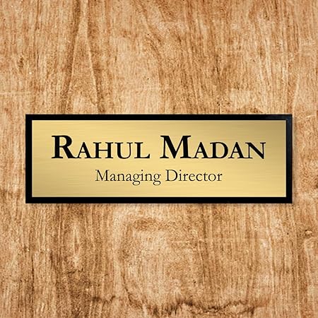 Cool Gifts  Personalized Acrylic Name Plate for house | Black & Silver Engraving with Name Engraved | Name Plaque | Custom Self-Adhesive Name Board for Home, Office & Outdoor