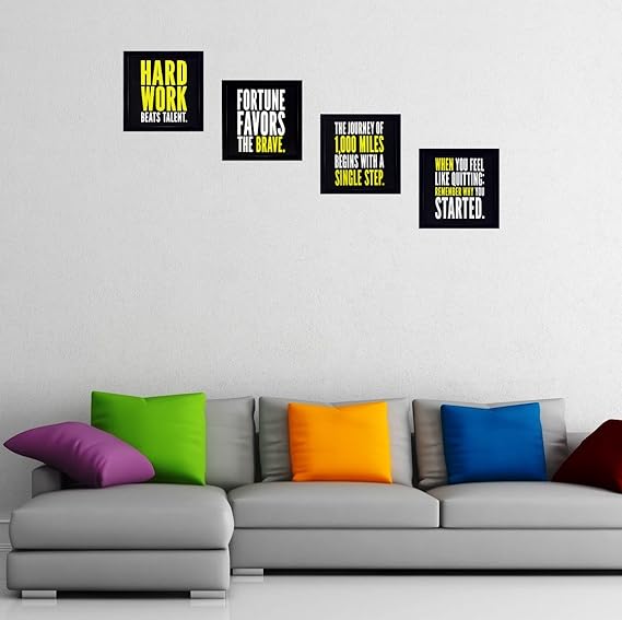 Cool Gifts 4 Piece Set of Framed Wall Hanging Motivational Office Decor Art Prints