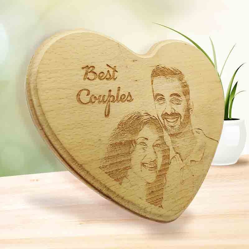 Wood engraving heart
