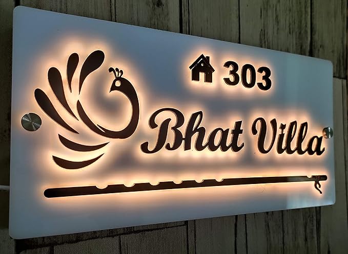 Personalised Home Door Name Plate Acrylic with LED BACKLIGHT