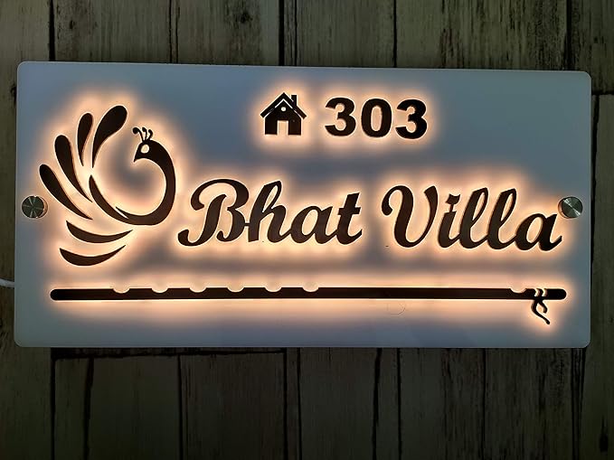 Personalised Home Door Name Plate Acrylic with LED BACKLIGHT