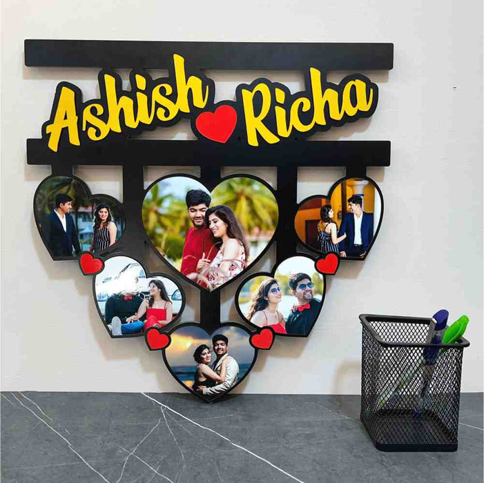 Name Frame with Heart Photos