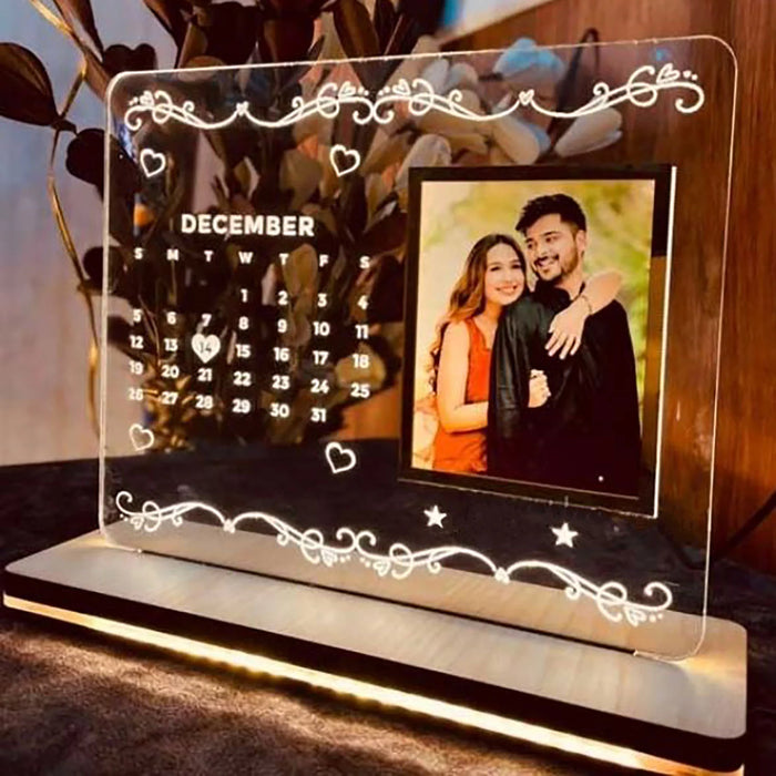 Personalized LED Photo Frame With Anniversary Gift Calendar