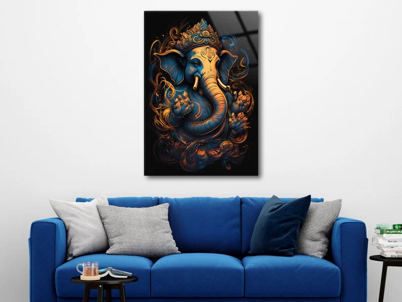 The Modern Art  Ganesh Ji Acrylic Glass Wall Art | Ganesh Wall Art | Panoramic Wall Decor | Abstract Wall Decor | Housewarming Gifts | Home Decor | Gifts For Her